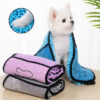 Dog & Cat Bath Towels – Quick-Drying Chenille Towel with Double Pockets for Easy Use
